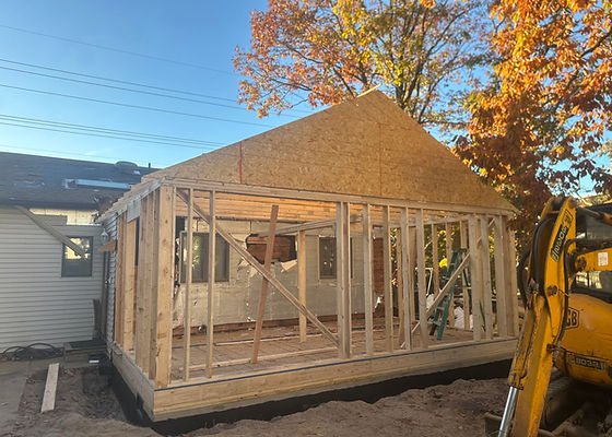Home addition framed and sheathed