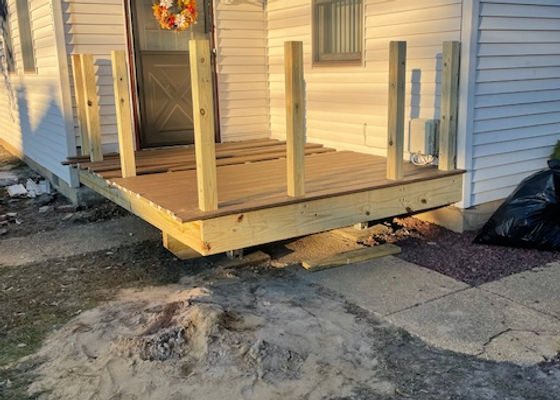 Front deck framing with posts set